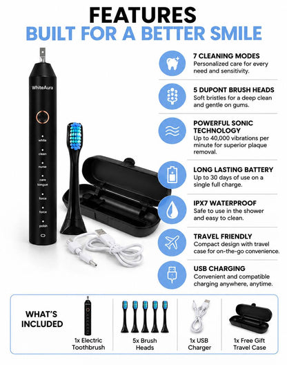 WhiteAura™ Smart Electric Toothbrush