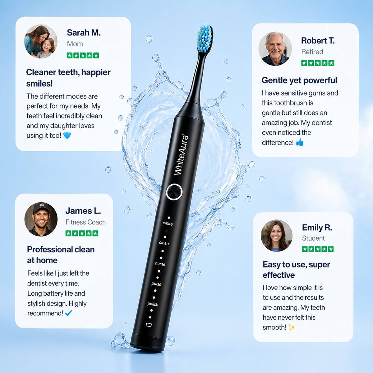 WhiteAura™ Smart Electric Toothbrush